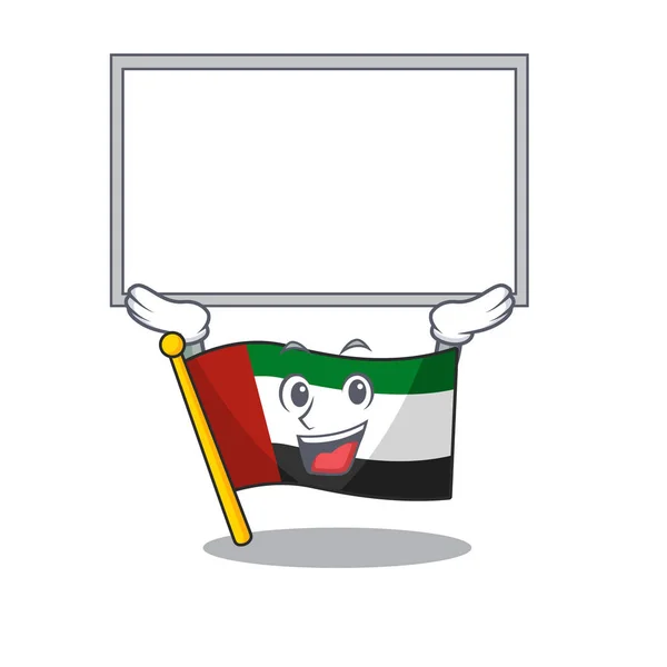Arriba bandera del tablero unido árabe emiratos en forma de dibujos animados — Vector de stock