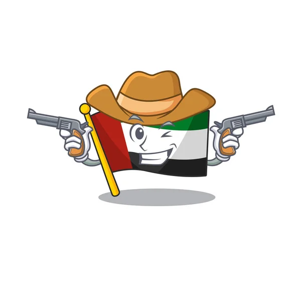 Drapeau cowboy uni arabe émirats dessin animé en forme — Image vectorielle