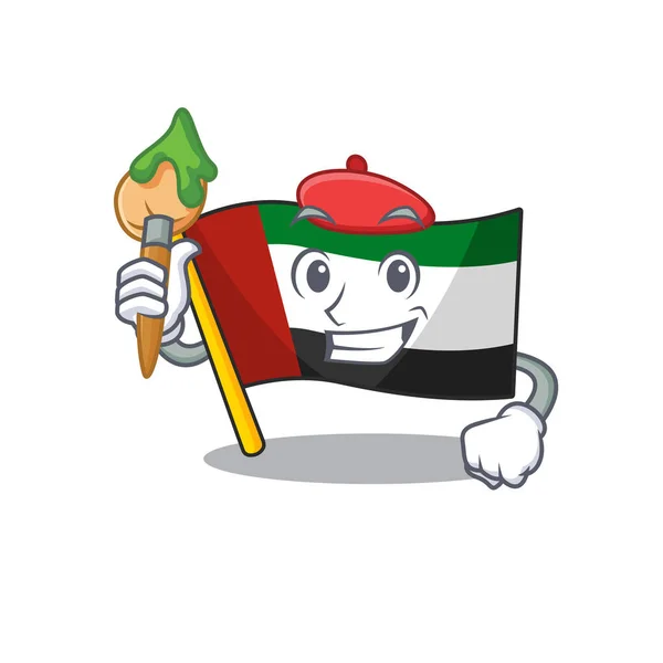 Bandera del artista united arab emiratos en forma de dibujos animados — Vector de stock