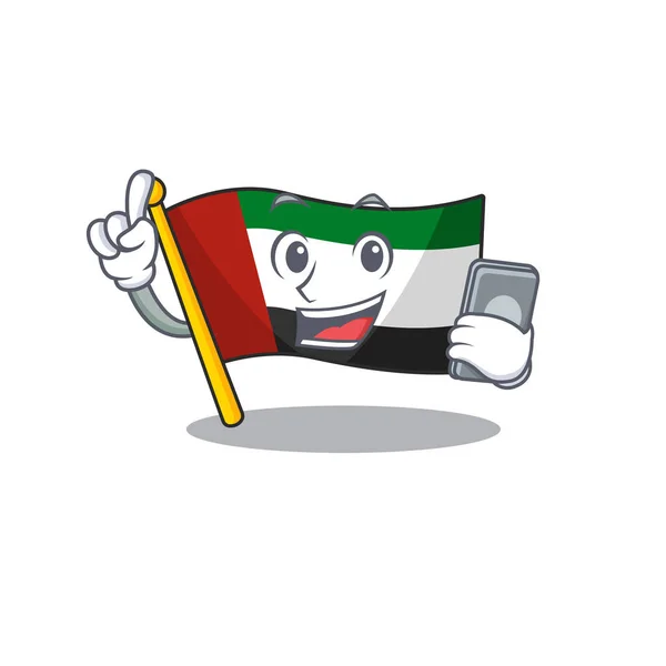 Med telefon flagga Förenade Arabemiraten formad tecknad serie — Stock vektor