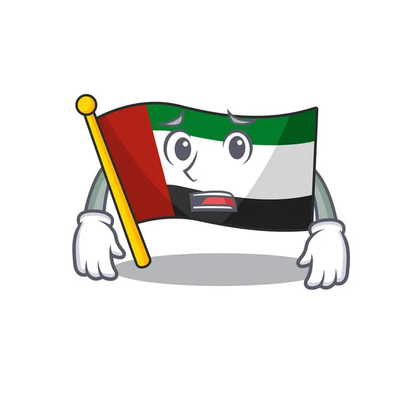 Bandeira com medo emirados árabes unidos na mascote — Vetor de Stock