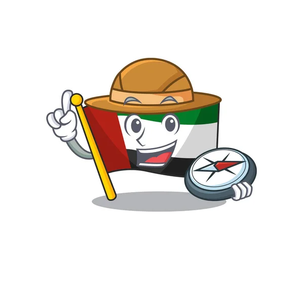 Explorer flagga Förenade Arabemiraten på maskot — Stock vektor