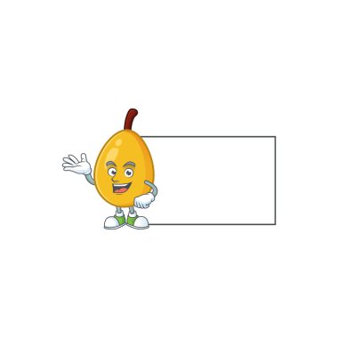 Tahta meyve loquat taze maskot karakter şekli ile Thumbs up