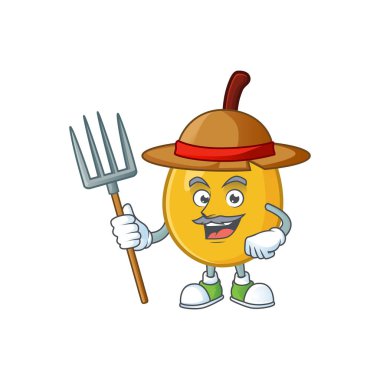 Çiftçi meyve loquat taze maskot karakter şekli
