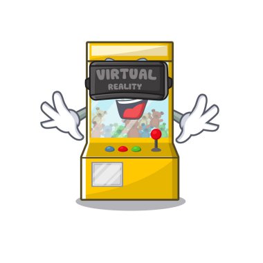 Bir karikatür sanal gerçeklik vinç oyunu maskotu