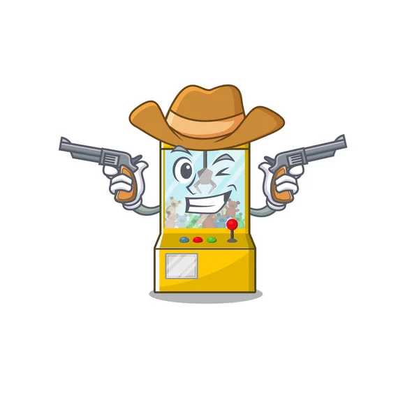 Cowboy kraan spel geïsoleerd met de mascotte — Stockvector