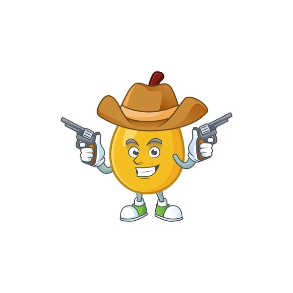 Cowboy fruit loquat fresh mascot character shape — Stock Vector