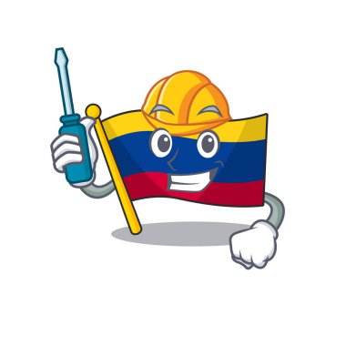 Otomotiv kolombiya bayrağı maskot çekmecesi üzerinde saklanır