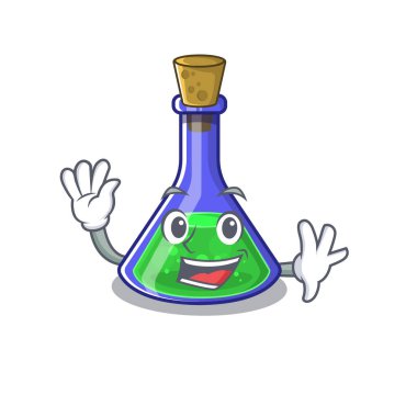 Karikatür izole sihirli iksir sallayarak
