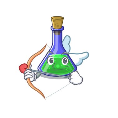 Bir maskot şişesinde Cupid sihirli iksir