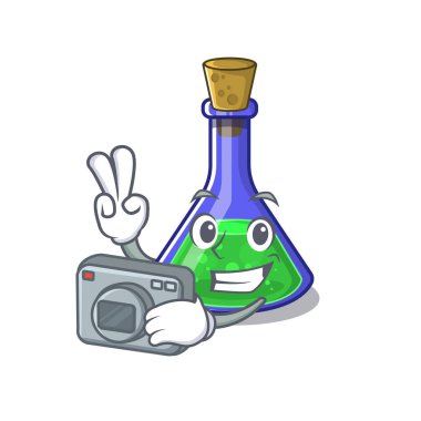 Karakter şeklinde fotoğrafçı sihirli iksir karikatür