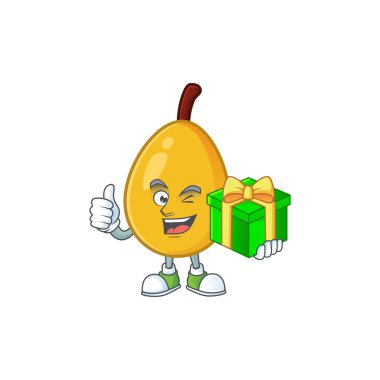Diyet gıda için hediye loquat karikatür maskot ile.