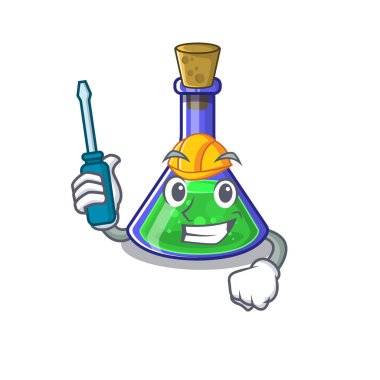 Karikatür masasında otomotiv sihirli iksir