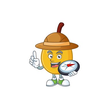 Diyet gıda için Explorer loquat karikatür maskotu.