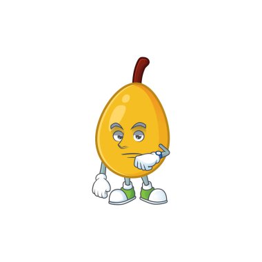 Karikatür maskot tarzında bekleyen loquat tropikal meyve