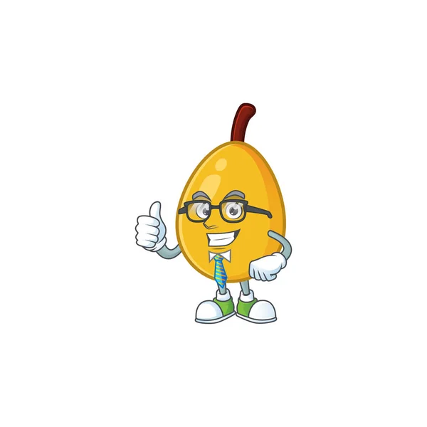 Empresário loquat fresco bonito desenho animado personagem estilo . — Vetor de Stock