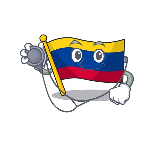 医生哥伦比亚国旗保存在卡通柜 — 图库矢量图片
