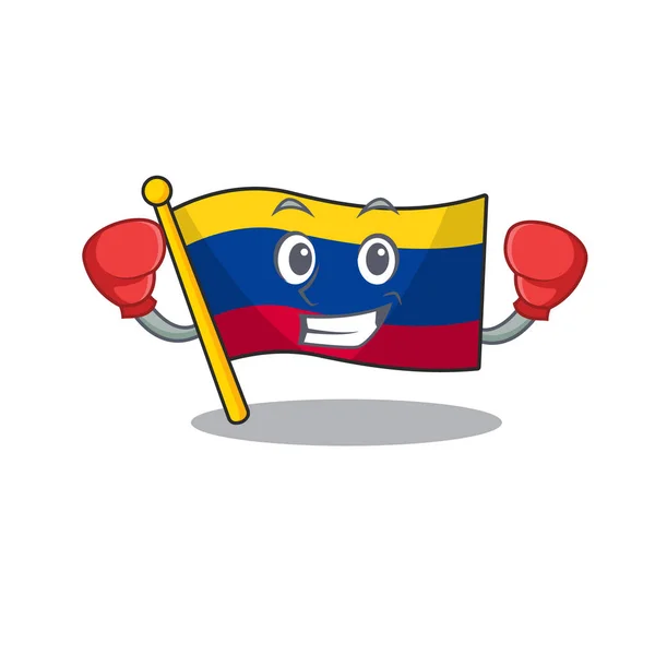 Bandera de Colombia de boxeo guardada en armario de dibujos animados — Vector de stock