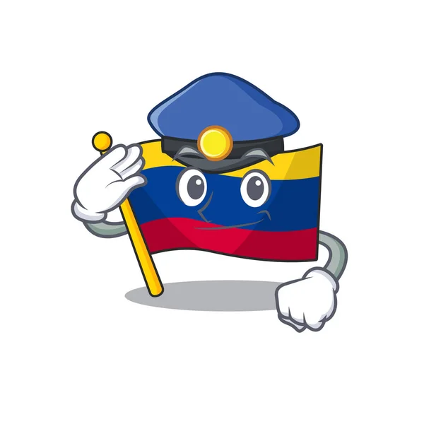 Politie Colombia vlag gehouden in Cartoon kast — Stockvector