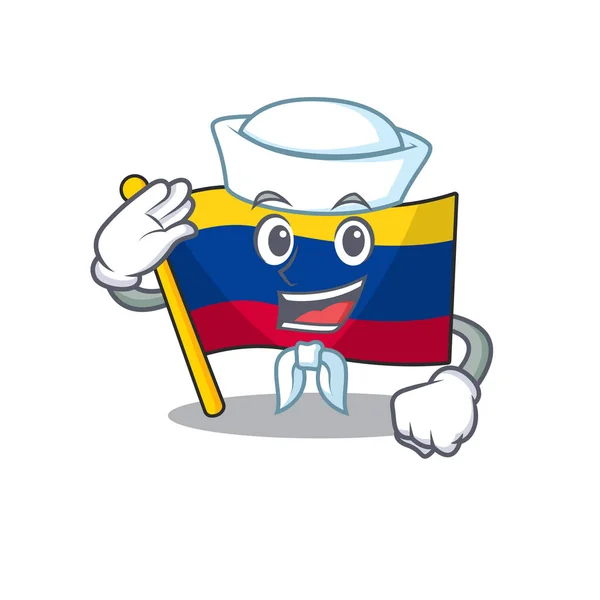 Bandera de Sailor colombia guardada en armario de dibujos animados — Vector de stock