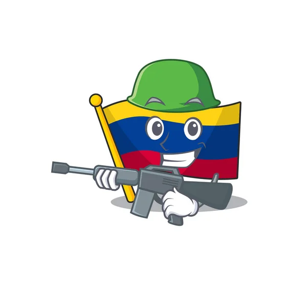 Bandera de Colombia del Ejército guardada en armario de dibujos animados — Vector de stock