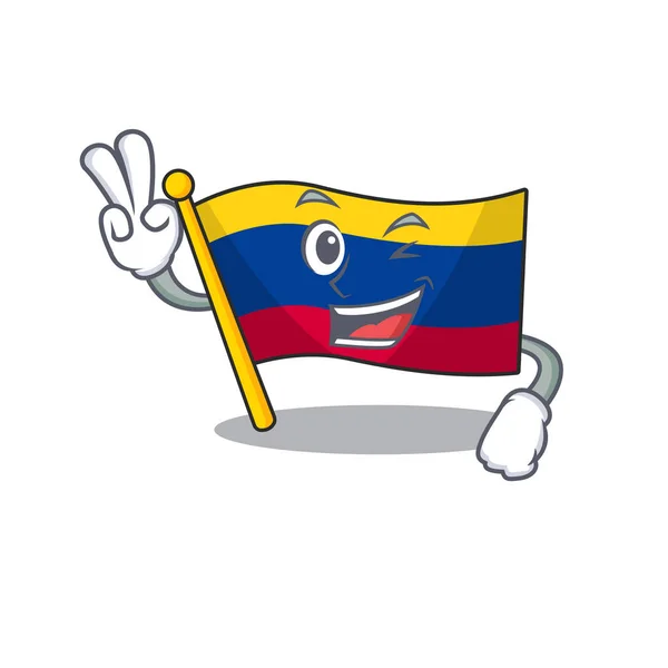Zwei-Finger-Flagge Kolumbien isoliert in der Karikatur — Stockvektor