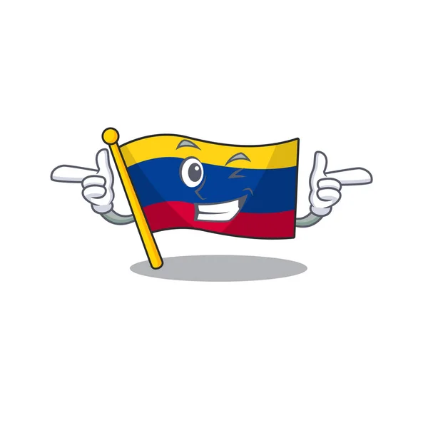 Piscadela bandeira colômbia isolado no desenho animado — Vetor de Stock