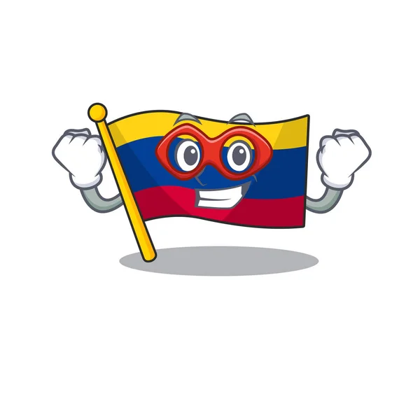 Bandeira super herói colômbia isolado no desenho animado — Vetor de Stock