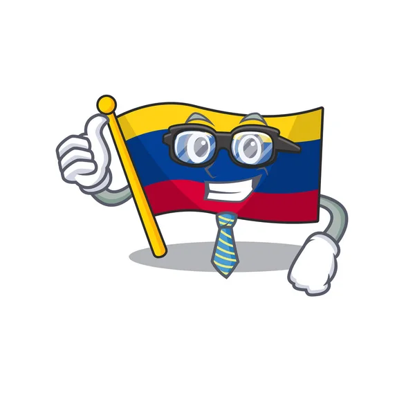 Businessman flag colombia isolated in the cartoon — Stock Vector