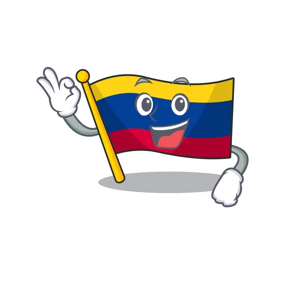 Ok bandera colombia aislado en la caricatura — Vector de stock