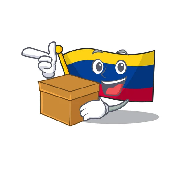 Con bandera de caja colombia aislada en la caricatura — Archivo Imágenes Vectoriales