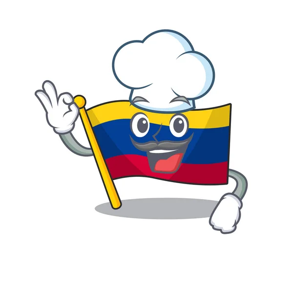 Bandera de Chef colombia aislada en la caricatura — Vector de stock