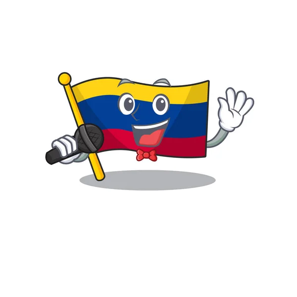 Cantando bandera colombia mascota en forma de personaje — Archivo Imágenes Vectoriales