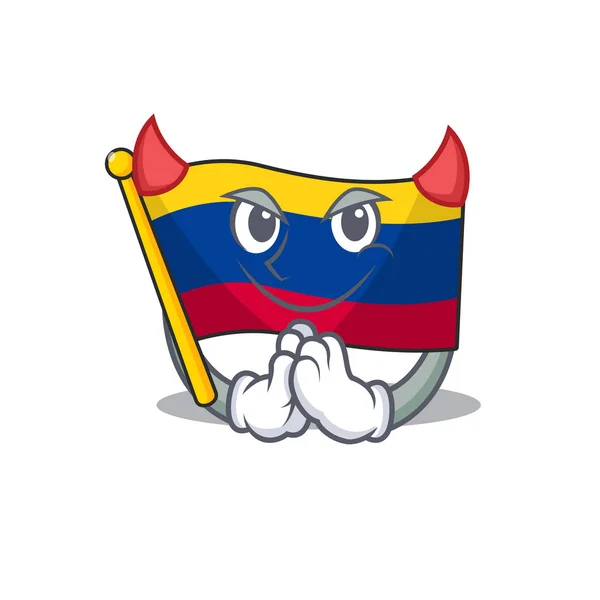 Diablo bandera colombia mascota en forma de carácter — Vector de stock