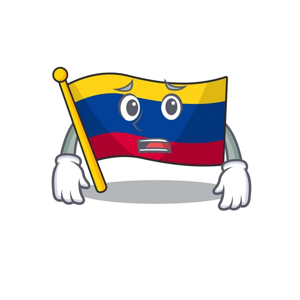 Afraid flag colombia mascot shaped on character — Stock Vector