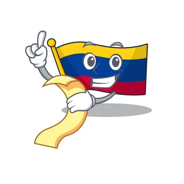 Met menu vlag Colombia mascotte gevormd op karakter — Stockvector