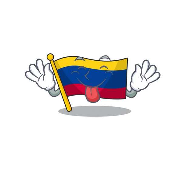 Língua para fora bandeira colômbia armazenado acima gaveta mascote — Vetor de Stock