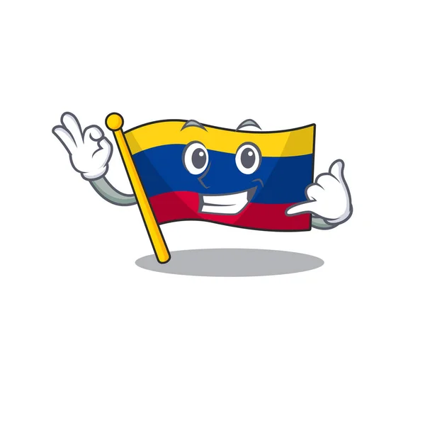마스코트 서랍 위에 저장된 콜롬비아 깃발을 호출하십시오. — 스톡 벡터