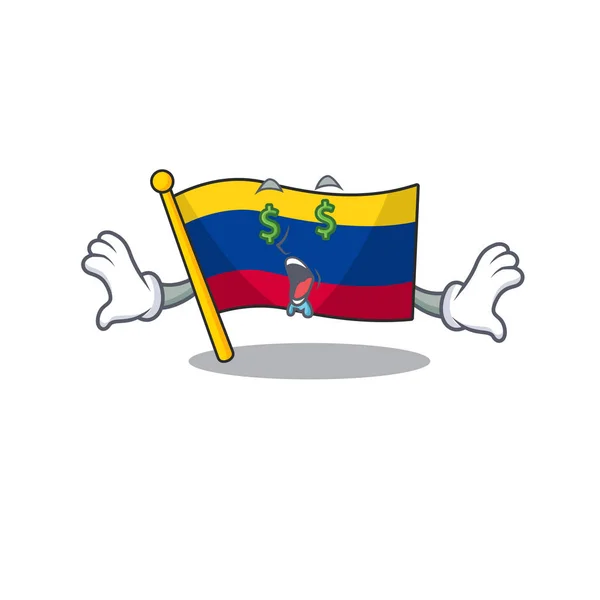 Bandera de colombia ojo dinero almacenado encima del cajón de la mascota — Vector de stock