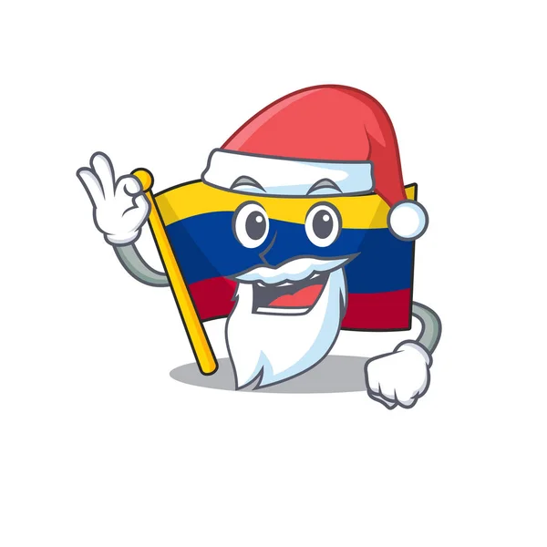 Santa-Kolumbien-Fahne über Maskottchen-Schublade — Stockvektor
