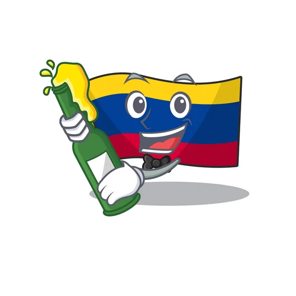 Con bandera de cerveza colombia almacenada encima del cajón de la mascota — Vector de stock