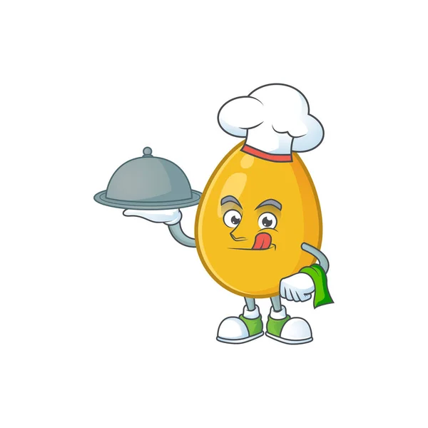 Chef con comida loquat mascota de dibujos animados para la dieta de alimentos . — Vector de stock