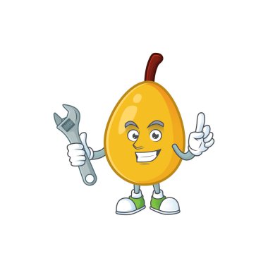 Karikatür maskot tarzımekanik loquat tropikal meyve