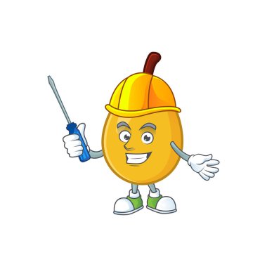 Karikatür maskot tarzında Otomotiv loquat tropikal meyve