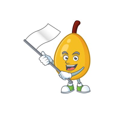 Karikatür maskot tarzıbayrak loquat tropikal meyve ile
