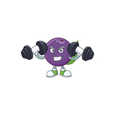 Beyaz arka plan üzerinde Fitness acai çilek karikatür
