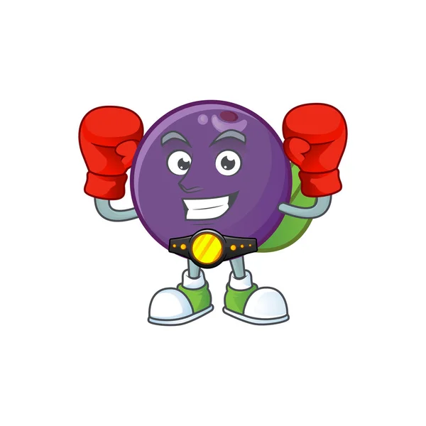Boxing acai berries cartoon on white background - Stok Vektor