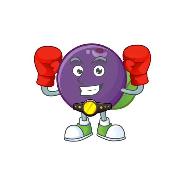 Boxeo de bayas de acai de dibujos animados sobre fondo blanco — Vector de stock