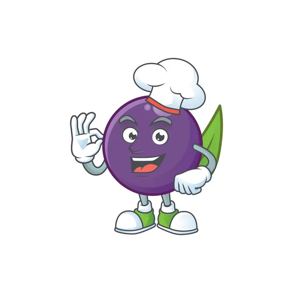 Chef açaí bagas personagem de desenho animado para a saúde — Vetor de Stock