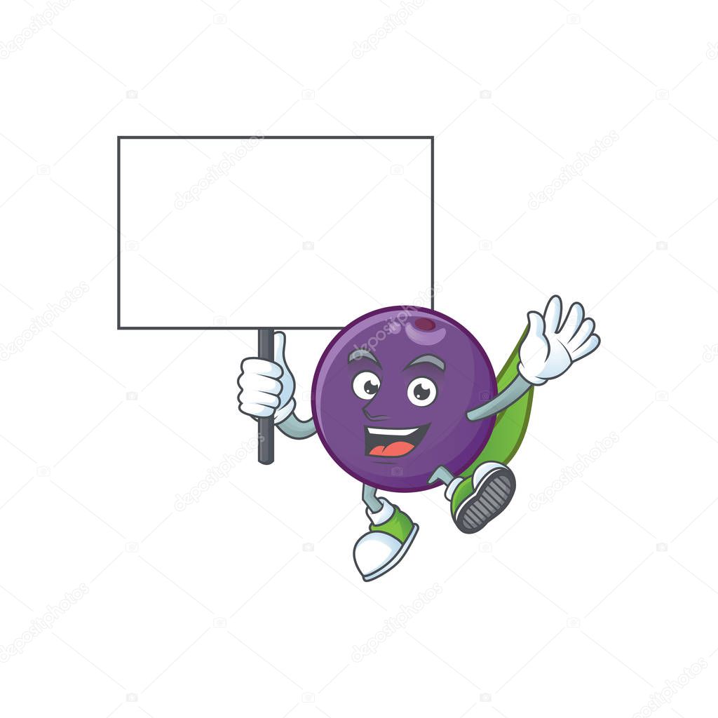 Bring board acai berries cartoon on white background